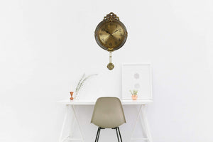 HomeRoots 15" Gold & Silver Ornate Wall Clock with Silent Pendulum - Elegant Design for Home Decor & Timeliness 626560