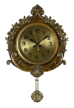 HomeRoots 17" Gold and Black Resin Pendulum Wall Clock – Timeless Elegance with Silent Movement and Sophistication 626561