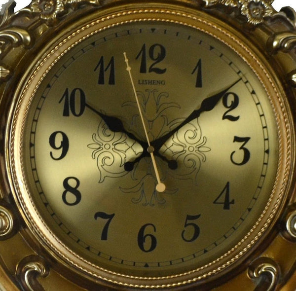 HomeRoots 17" Gold and Black Resin Pendulum Wall Clock – Timeless Elegance with Silent Movement and Sophistication 626561