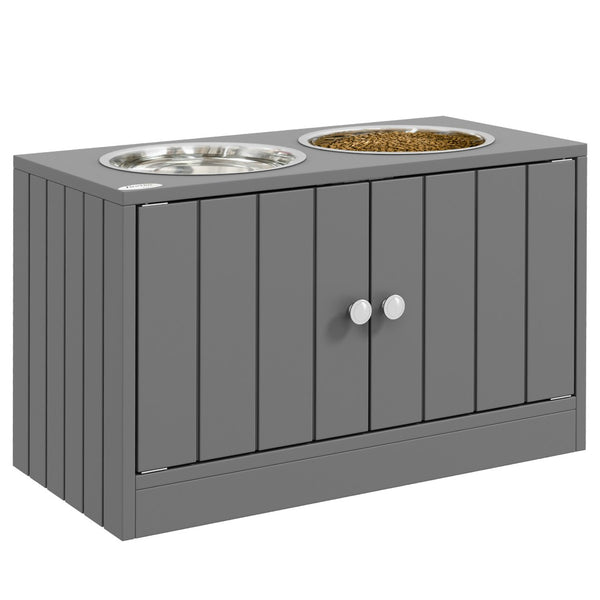 English Elm Pawhut Large Elevated Dog Feeding Station With 44L Storage Cabinet, Stainless Steel Bowls & Comfort W2225P173804-GIGA