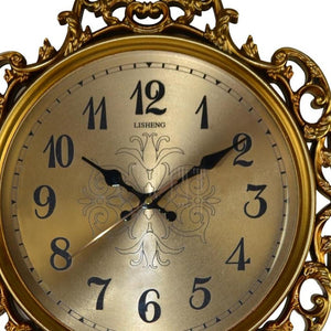 HomeRoots 17" Gold and Black Ornate Silent Pendulum Wall Clock - Timeless Elegance for Any Room Decor 626564