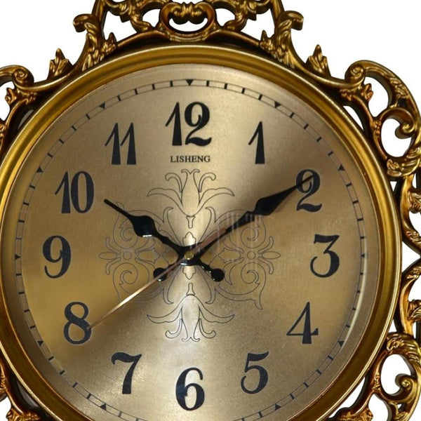 HomeRoots 17" Gold and Black Ornate Silent Pendulum Wall Clock - Timeless Elegance for Any Room Decor 626564