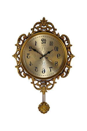 HomeRoots 17" Gold and Black Ornate Silent Pendulum Wall Clock - Timeless Elegance for Any Room Decor 626564