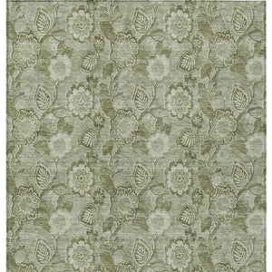 HomeRoots 5' Timeless Floral Area Rug in Artichoke and Fern Green - Durable, Washable for Indoor & Outdoor Use 5' X 8' 626583