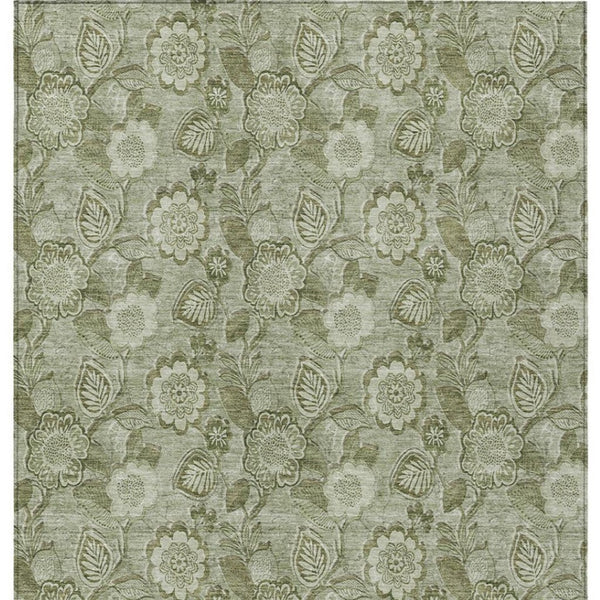 HomeRoots 5' Timeless Floral Area Rug in Artichoke and Fern Green - Durable, Washable for Indoor & Outdoor Use 5' X 8' 626583