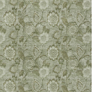 HomeRoots 5' Timeless Floral Area Rug in Artichoke and Fern Green - Durable, Washable for Indoor & Outdoor Use 5' X 8' 626583