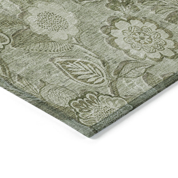 HomeRoots 5' Timeless Floral Area Rug in Artichoke and Fern Green - Durable, Washable for Indoor & Outdoor Use 8' X 10' 626585