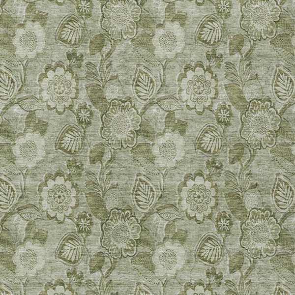 HomeRoots 5' Timeless Floral Area Rug in Artichoke and Fern Green - Durable, Washable for Indoor & Outdoor Use 8' X 10' 626585