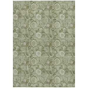 HomeRoots 5' Timeless Floral Area Rug in Artichoke and Fern Green - Durable, Washable for Indoor & Outdoor Use 9' X 12' 626586