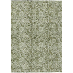 HomeRoots 5' Timeless Floral Area Rug in Artichoke and Fern Green - Durable, Washable for Indoor & Outdoor Use 9' X 12' 626586