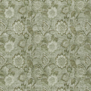 HomeRoots 5' Timeless Floral Area Rug in Artichoke and Fern Green - Durable, Washable for Indoor & Outdoor Use 9' X 12' 626586