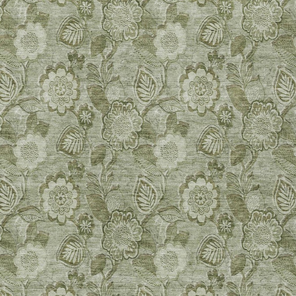 HomeRoots 5' Timeless Floral Area Rug in Artichoke and Fern Green - Durable, Washable for Indoor & Outdoor Use 9' X 12' 626586