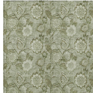 HomeRoots 5' Timeless Floral Area Rug in Artichoke and Fern Green - Durable, Washable for Indoor & Outdoor Use 10' X 14' 626587