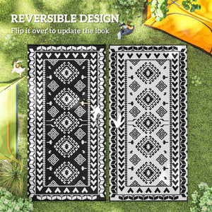 English Elm Outdoor Reversible Polypropylene Area Rug Bold Geometric Patchwork for Patio Camping T3971P421595