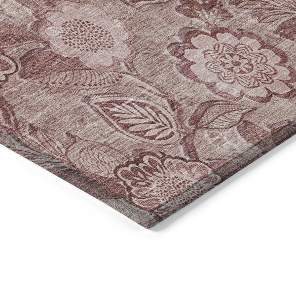 HomeRoots 5' Floral Washable Area Rug - Blush & Pink Design for Indoor/Outdoor Use, Durable & Stain-Resistant 5' X 8' 626595