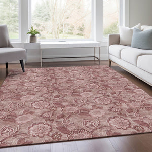 HomeRoots 5' Floral Washable Area Rug - Blush & Pink Design for Indoor/Outdoor Use, Durable & Stain-Resistant 5' X 8' 626595