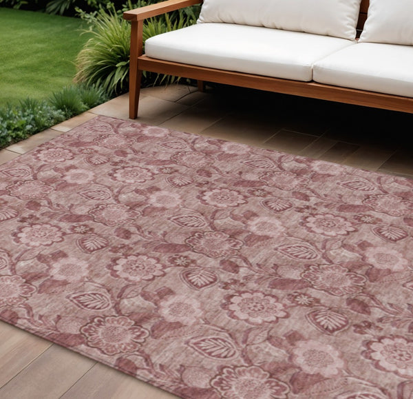 HomeRoots 5' Floral Washable Area Rug - Blush & Pink Design for Indoor/Outdoor Use, Durable & Stain-Resistant 8' X 10' 626597