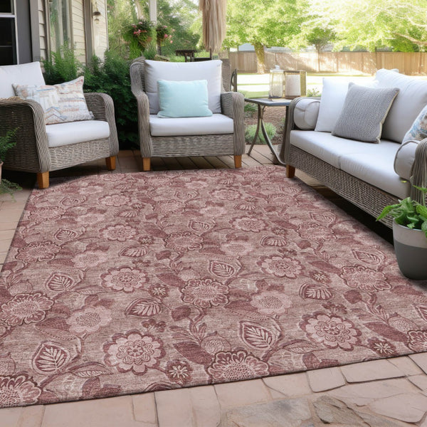 HomeRoots 5' Floral Washable Area Rug - Blush & Pink Design for Indoor/Outdoor Use, Durable & Stain-Resistant 9' X 12' 626598