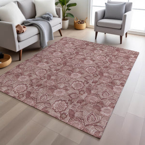 HomeRoots 5' Floral Washable Area Rug - Blush & Pink Design for Indoor/Outdoor Use, Durable & Stain-Resistant 9' X 12' 626598