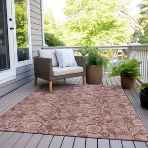 HomeRoots 5' Floral Washable Area Rug - Blush & Pink Design for Indoor/Outdoor Use, Durable & Stain-Resistant 9' X 12' 626598