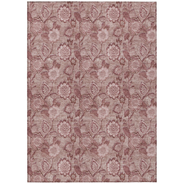 HomeRoots 5' Floral Washable Area Rug - Blush & Pink Design for Indoor/Outdoor Use, Durable & Stain-Resistant 10' X 14' 626599