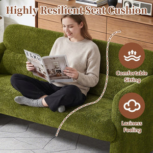 English Elm Best-selling Boucle Cloud Loveseat Velvet Upholstered 2 Seater with Lumbar Pillow Green W1765P334060