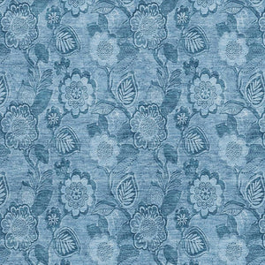 HomeRoots 5' Durable Blue Floral Washable Area Rug for Indoor and Outdoor Spaces, Stain-Resistant Design 9' X 12' 626610