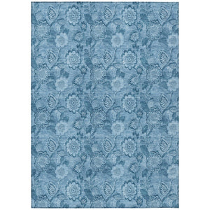 HomeRoots 5' Durable Blue Floral Washable Area Rug for Indoor and Outdoor Spaces, Stain-Resistant Design 10' X 14' 626611