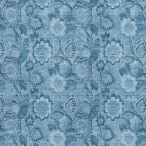 HomeRoots 5' Durable Blue Floral Washable Area Rug for Indoor and Outdoor Spaces, Stain-Resistant Design 10' X 14' 626611