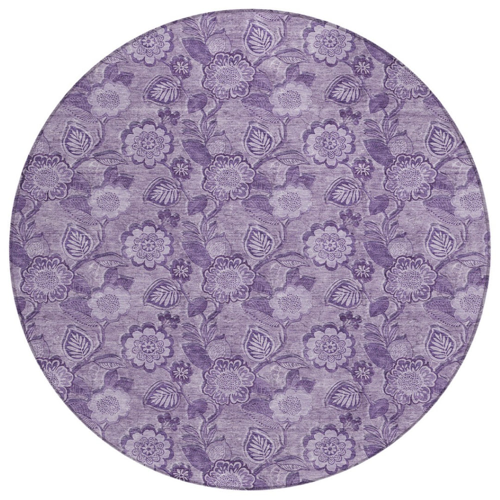 HomeRoots 5' Vibrant Floral Washable Area Rug for Indoor and Outdoor Spaces - Perfect for High-Traffic Homes! 8' Round 626620