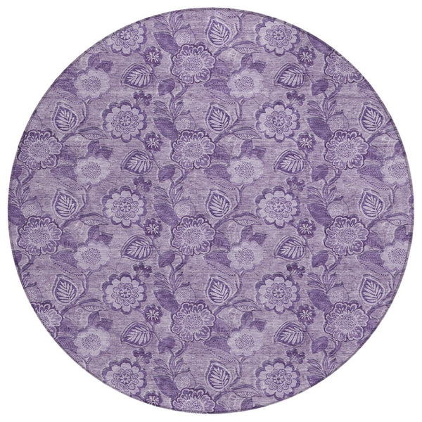 HomeRoots 5' Vibrant Floral Washable Area Rug for Indoor and Outdoor Spaces - Perfect for High-Traffic Homes! 8' Round 626620