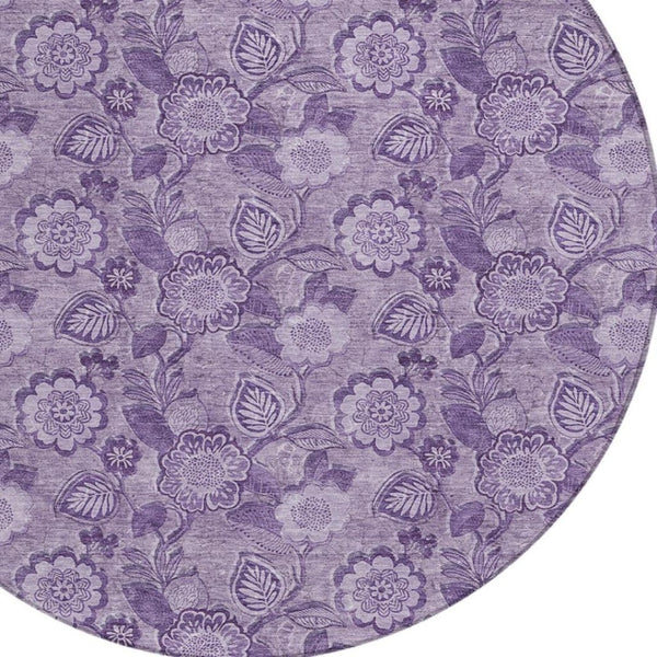 HomeRoots 5' Vibrant Floral Washable Area Rug for Indoor and Outdoor Spaces - Perfect for High-Traffic Homes! 8' Round 626620