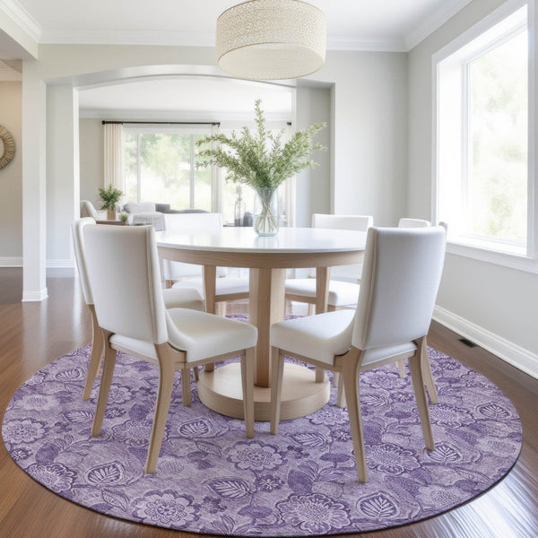 HomeRoots 5' Vibrant Floral Washable Area Rug for Indoor and Outdoor Spaces - Perfect for High-Traffic Homes! 8' Round 626620