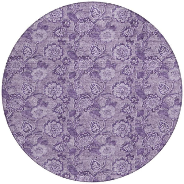 HomeRoots 5' Vibrant Floral Washable Area Rug for Indoor and Outdoor Spaces - Perfect for High-Traffic Homes! 8' Round 626620
