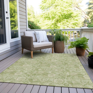 HomeRoots 5' Timeless Sage and Mint Green Floral Area Rug - Durable, Washable Design for Indoor & Outdoor Use 5' X 8' 626625