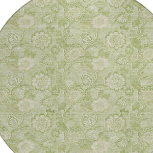 HomeRoots 5' Timeless Sage and Mint Green Floral Area Rug - Durable, Washable Design for Indoor & Outdoor Use 8' Round 626626