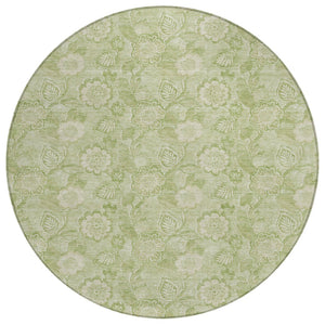 HomeRoots 5' Timeless Sage and Mint Green Floral Area Rug - Durable, Washable Design for Indoor & Outdoor Use 8' Round 626626