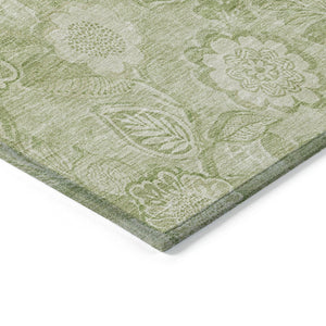HomeRoots 5' Timeless Sage and Mint Green Floral Area Rug - Durable, Washable Design for Indoor & Outdoor Use 8' Round 626626