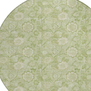 HomeRoots 5' Timeless Sage and Mint Green Floral Area Rug - Durable, Washable Design for Indoor & Outdoor Use 8' Round 626626