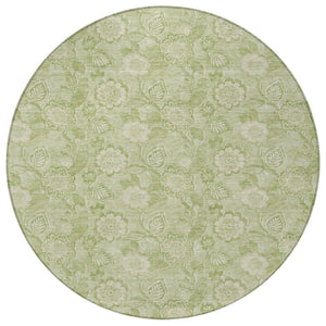 HomeRoots 5' Timeless Sage and Mint Green Floral Area Rug - Durable, Washable Design for Indoor & Outdoor Use 8' Round 626626