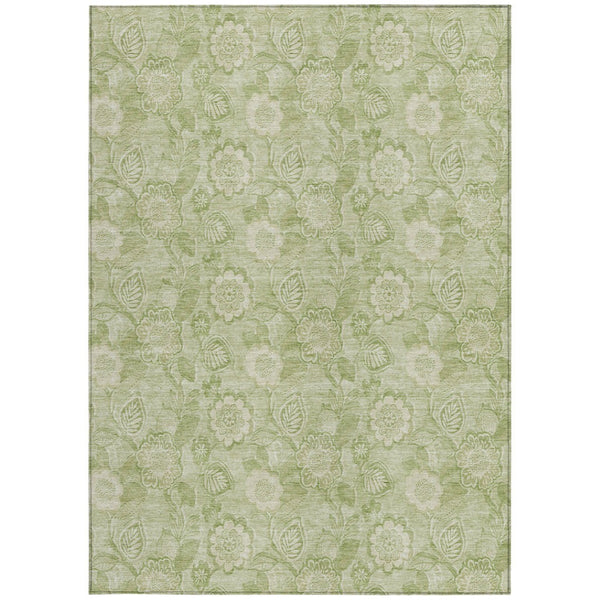 HomeRoots 5' Timeless Sage and Mint Green Floral Area Rug - Durable, Washable Design for Indoor & Outdoor Use 8' X 10' 626627