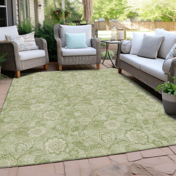 HomeRoots 5' Timeless Sage and Mint Green Floral Area Rug - Durable, Washable Design for Indoor & Outdoor Use 8' X 10' 626627