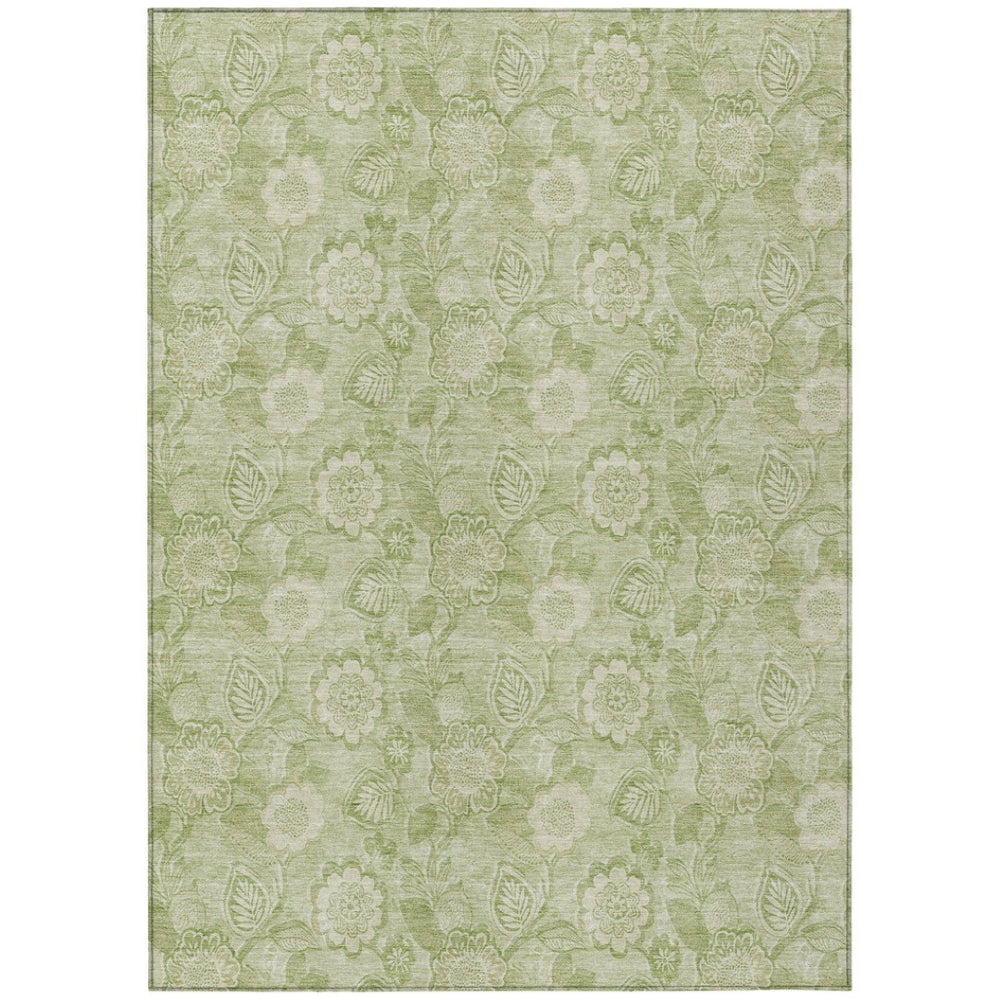 HomeRoots 5' Timeless Sage and Mint Green Floral Area Rug - Durable, Washable Design for Indoor & Outdoor Use 8' X 10' 626627