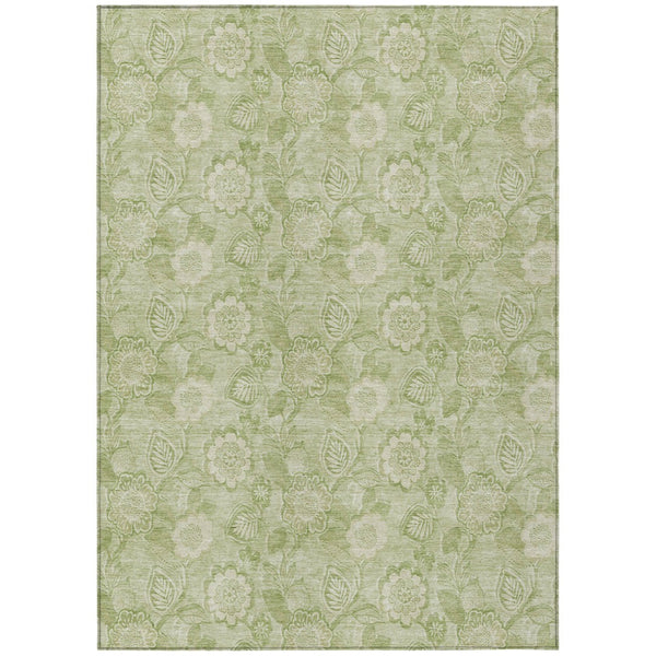 HomeRoots 5' Timeless Sage and Mint Green Floral Area Rug - Durable, Washable Design for Indoor & Outdoor Use 8' X 10' 626627