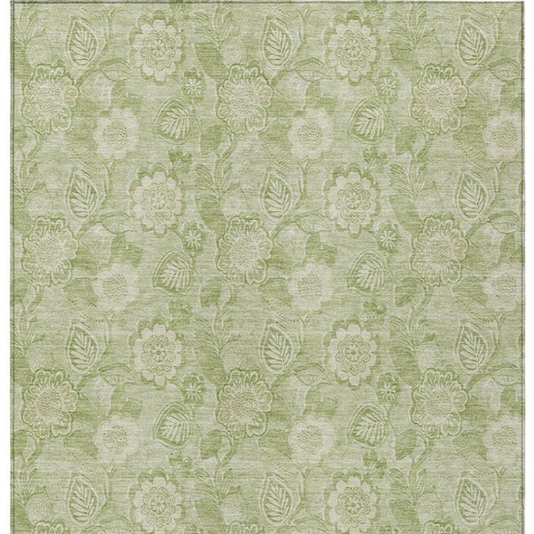 HomeRoots 5' Timeless Sage and Mint Green Floral Area Rug - Durable, Washable Design for Indoor & Outdoor Use 9' X 12' 626628