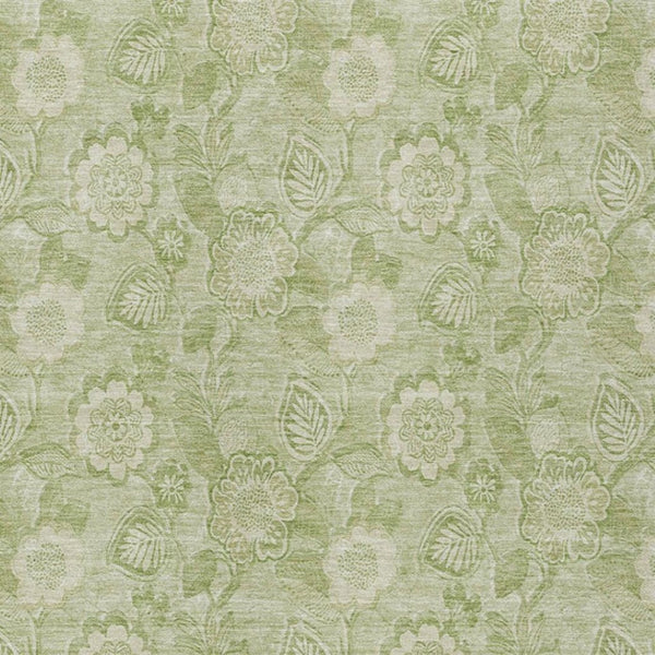 HomeRoots 5' Timeless Sage and Mint Green Floral Area Rug - Durable, Washable Design for Indoor & Outdoor Use 10' X 14' 626629