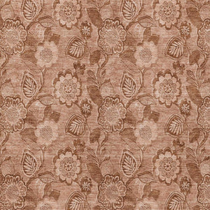 HomeRoots 5' Terra Cotta and Copper Floral Area Rug - Washable, Durable Design for Indoor and Outdoor Use 5' X 8' 626637