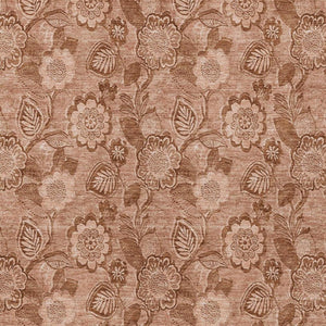 HomeRoots 5' Terra Cotta and Copper Floral Area Rug - Washable, Durable Design for Indoor and Outdoor Use 8' X 10' 626639
