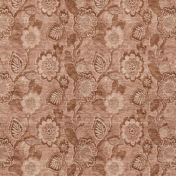 HomeRoots 5' Terra Cotta and Copper Floral Area Rug - Washable, Durable Design for Indoor and Outdoor Use 8' X 10' 626639