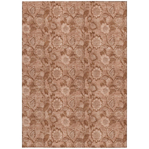 HomeRoots 5' Terra Cotta and Copper Floral Area Rug - Washable, Durable Design for Indoor and Outdoor Use 9' X 12' 626640
